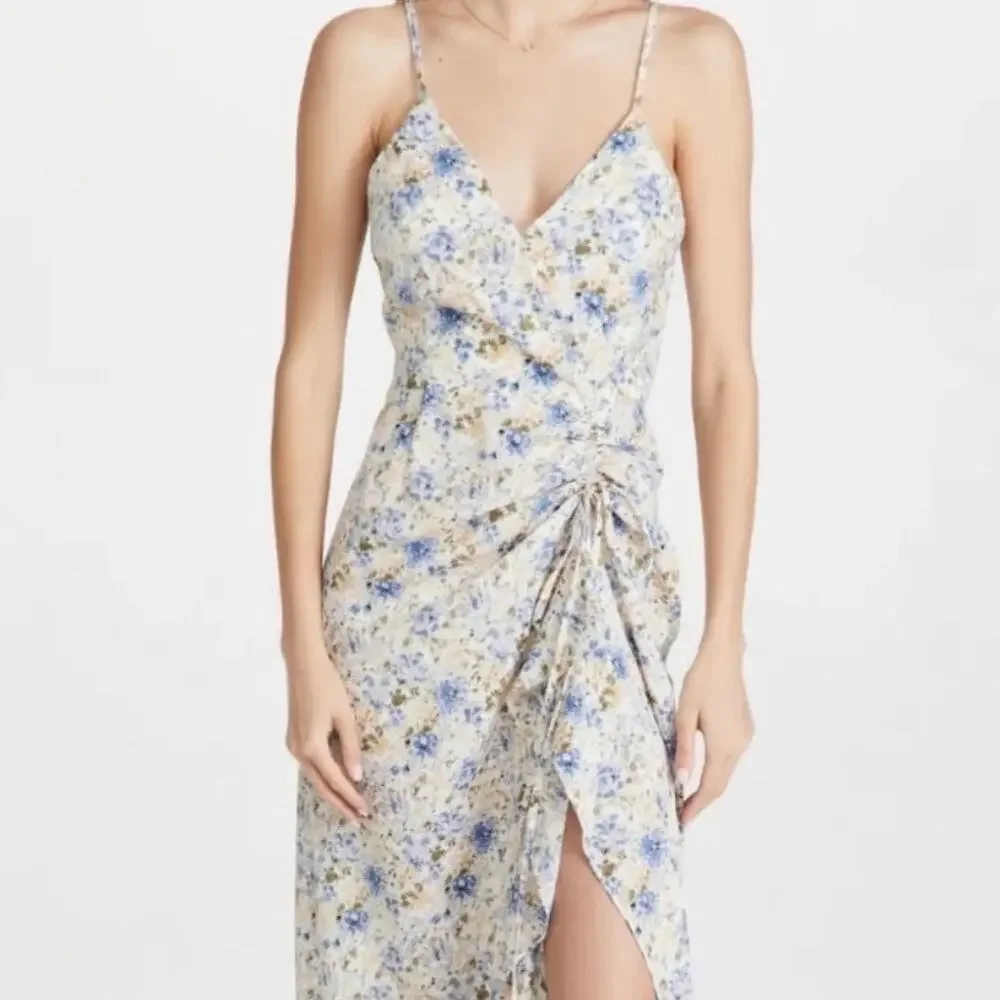 En Saison Floral Midi Slip Dress M White Feminine Bridal Ruched Romantic NWT - Picture 1 of 10